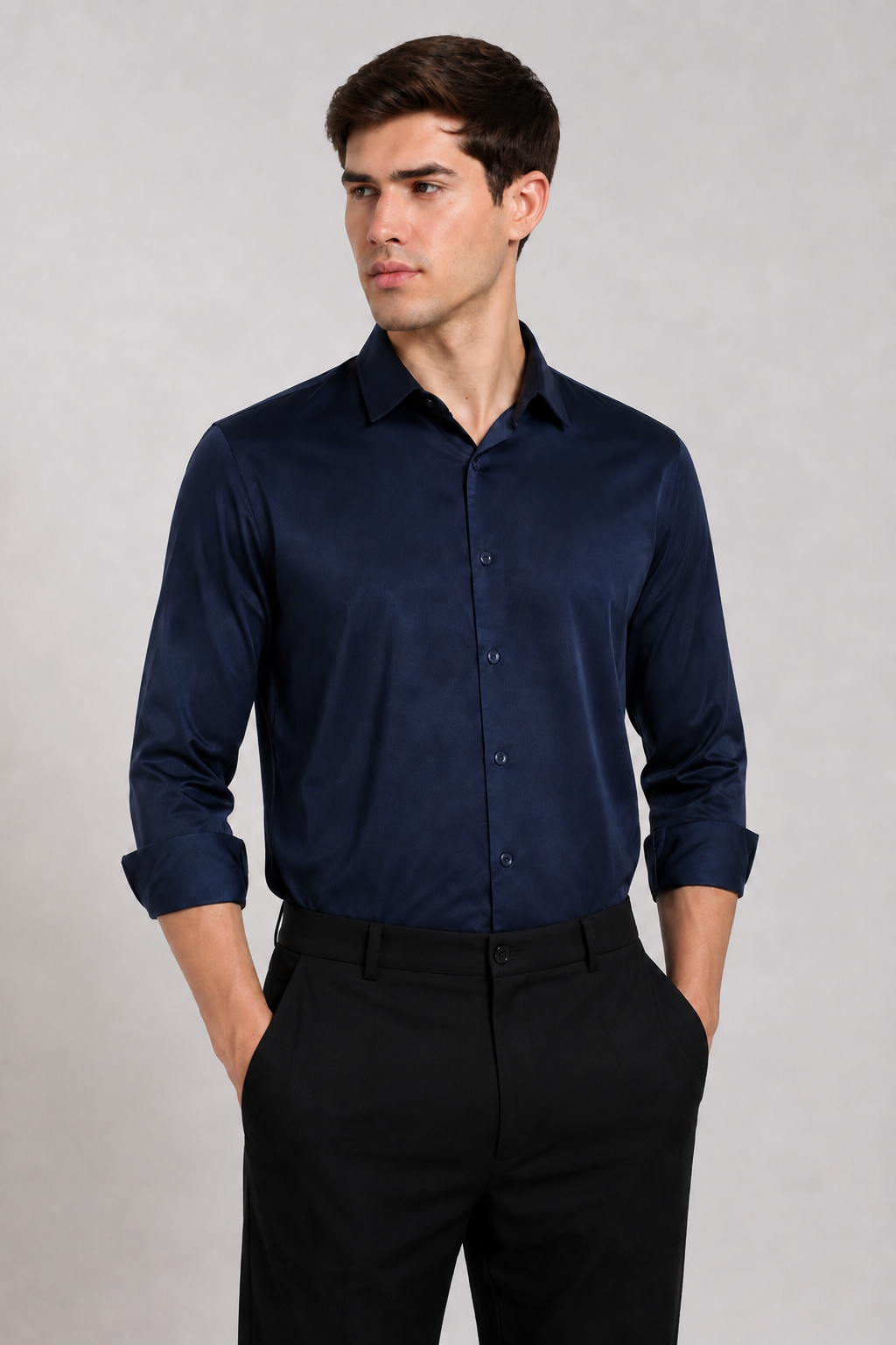 Men's Dark Navy Blue Slim Fit Premium Formal Shirt