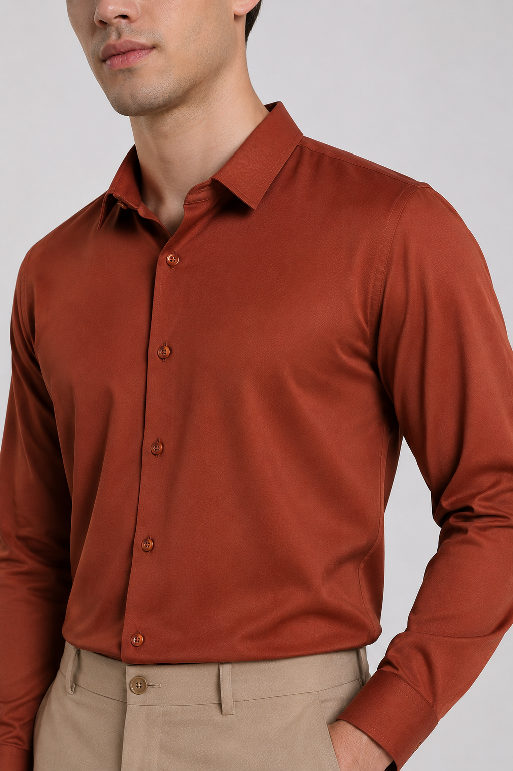 Men's Rush Orange Colourblock Premium Formal Shirt