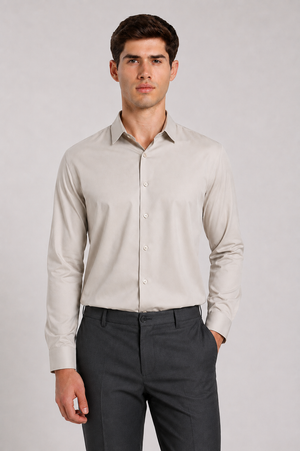 Men's Cream Beige Slim Fit premium Formal Shirt
