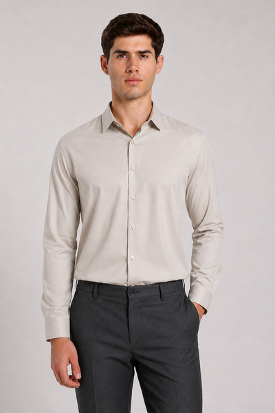 Men's Cream Beige Slim Fit premium Formal Shirt