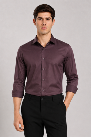 Men's Burgundy Slim Fit Premium Formal Shirt