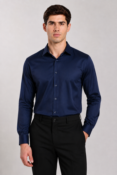 Men's Dark Navy Blue Slim Fit Premium Formal Shirt