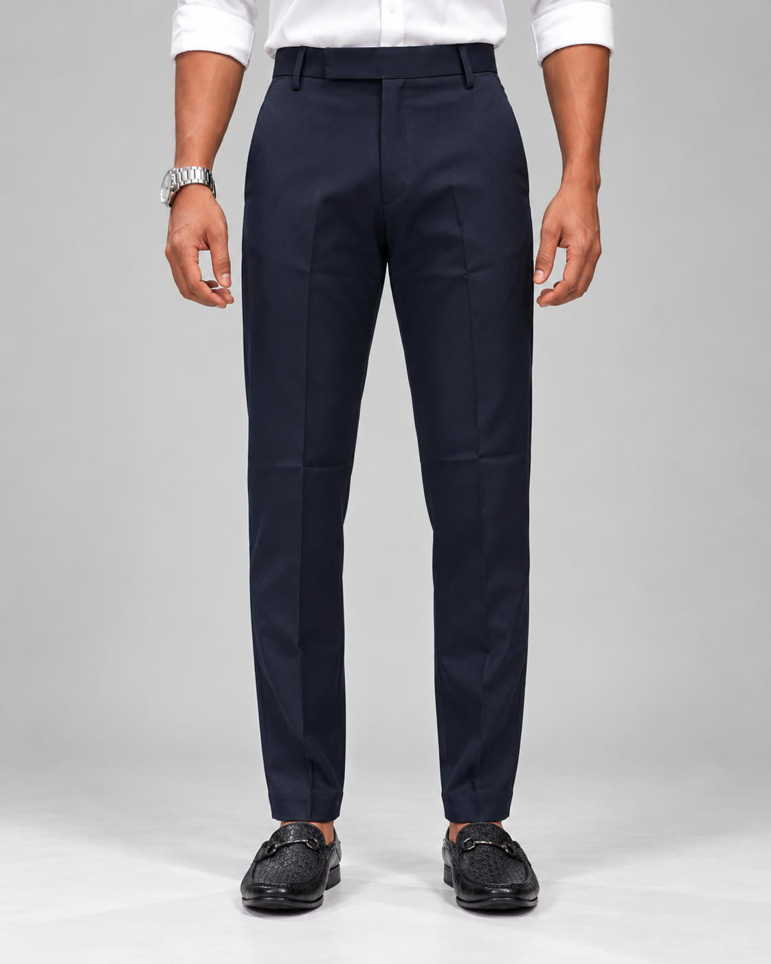 Men’s Dark Navy Blue Slim Fit Formal Trousers