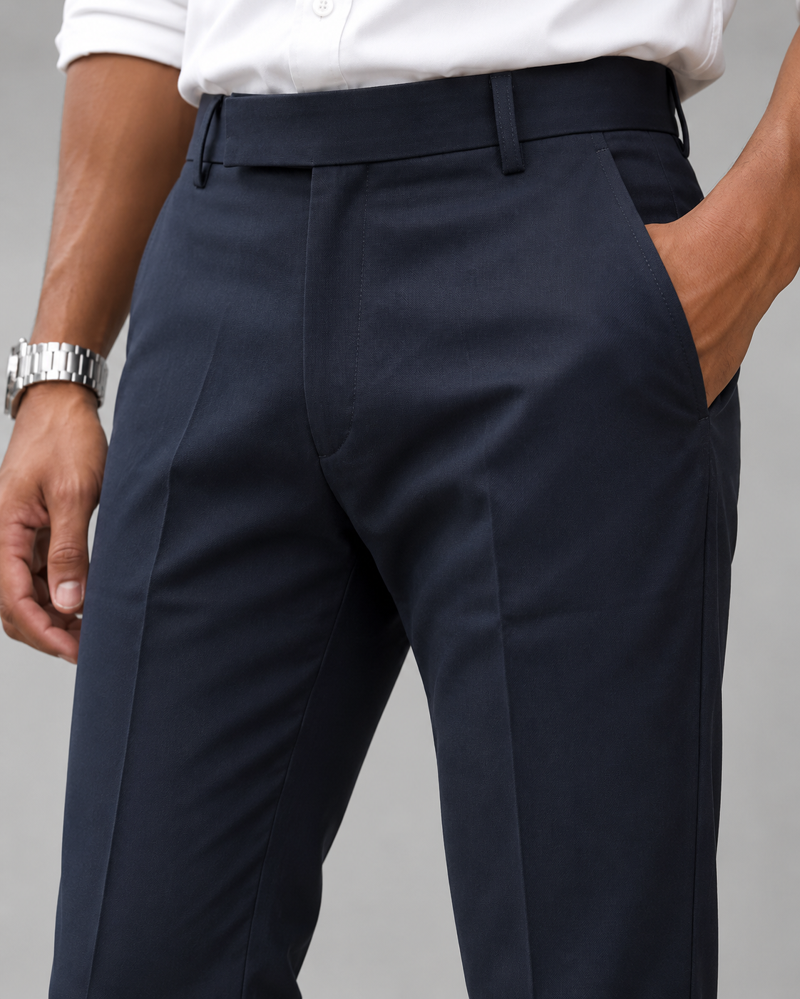 Men’s Dark Navy Blue Slim Fit Formal Trousers