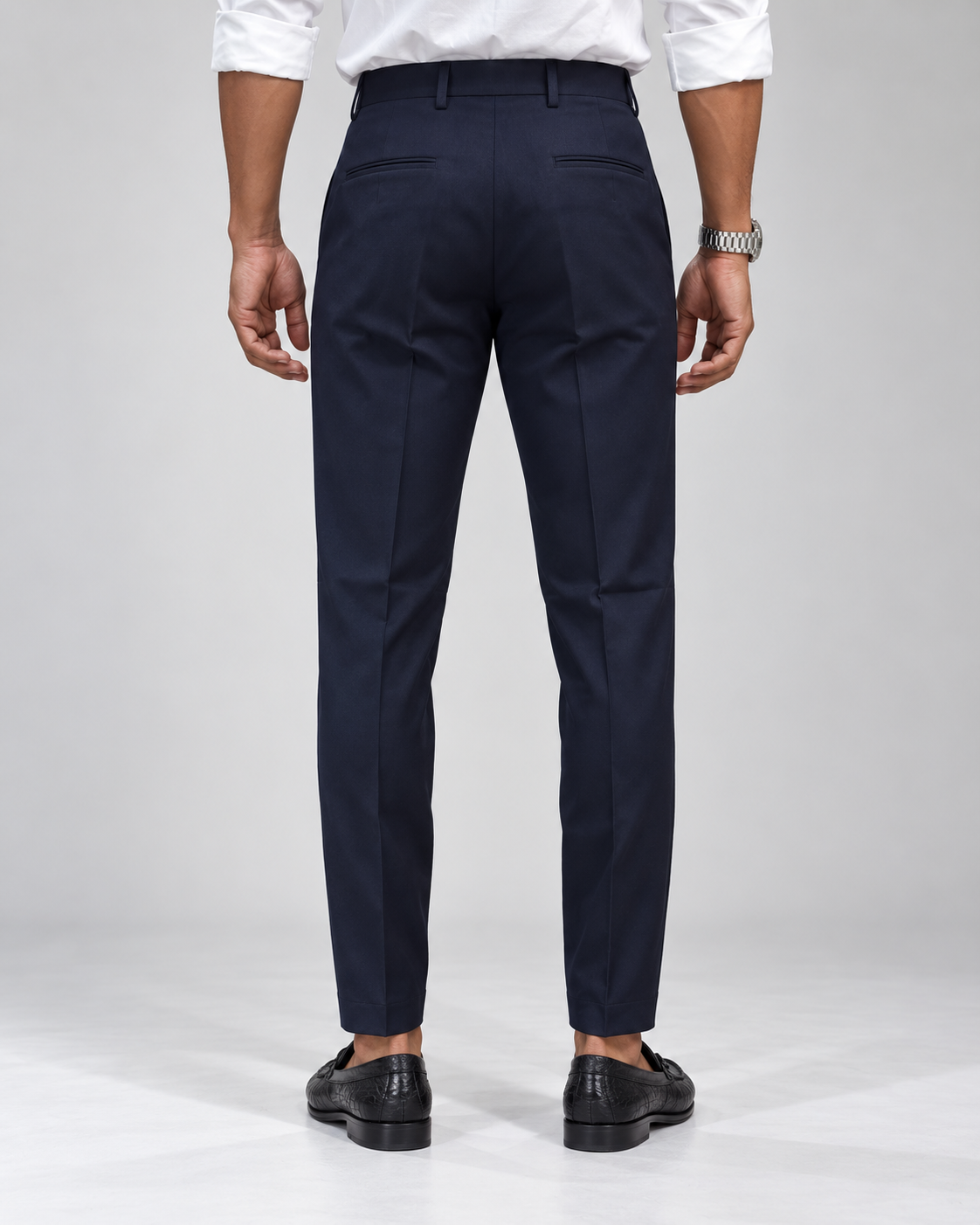 Men’s Dark Navy Blue Slim Fit Formal Trousers