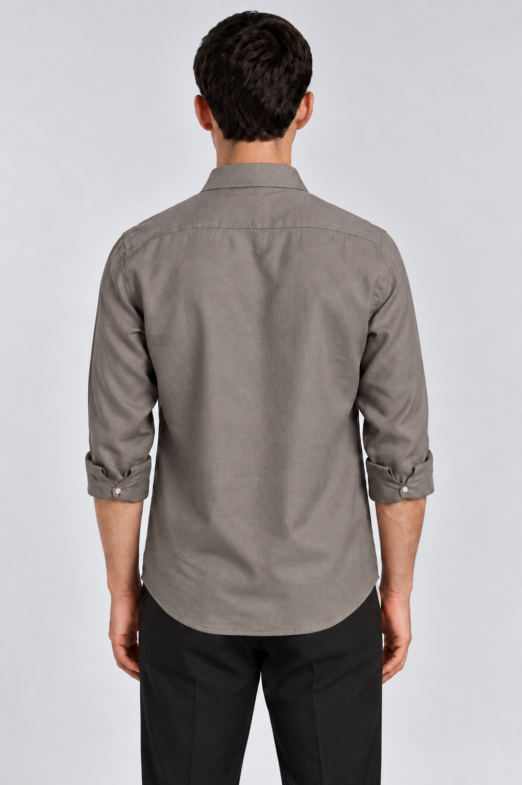 Men’s Grey Imported Oxford Cotton Shirt – Slim Fit