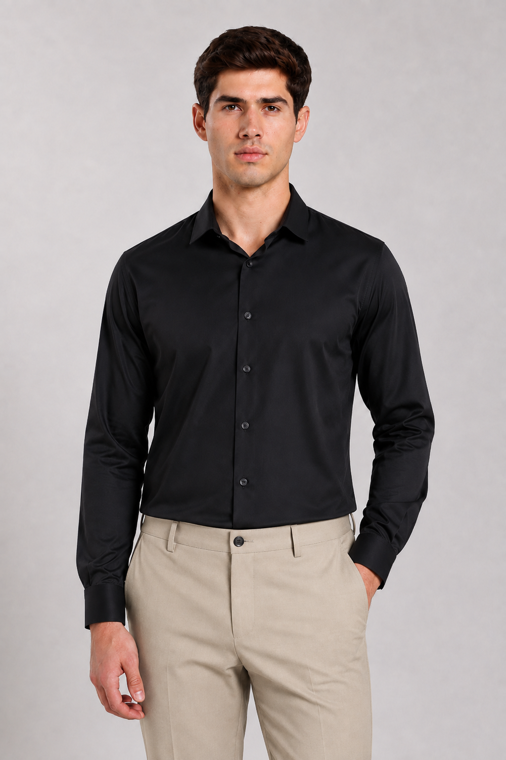 Men's Black Slim Fit Premium Formal Shirt