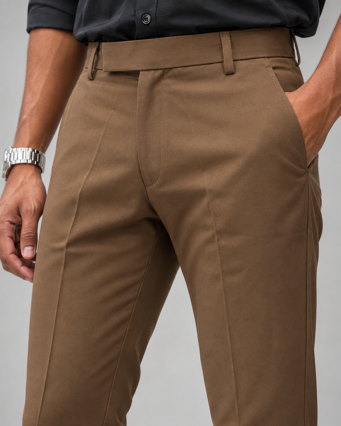 Men’s Brown Slim Fit Formal Trousers