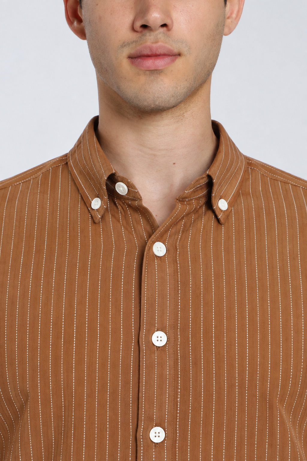 Men’s Rush Brown Striped Shirt-Slim Fit