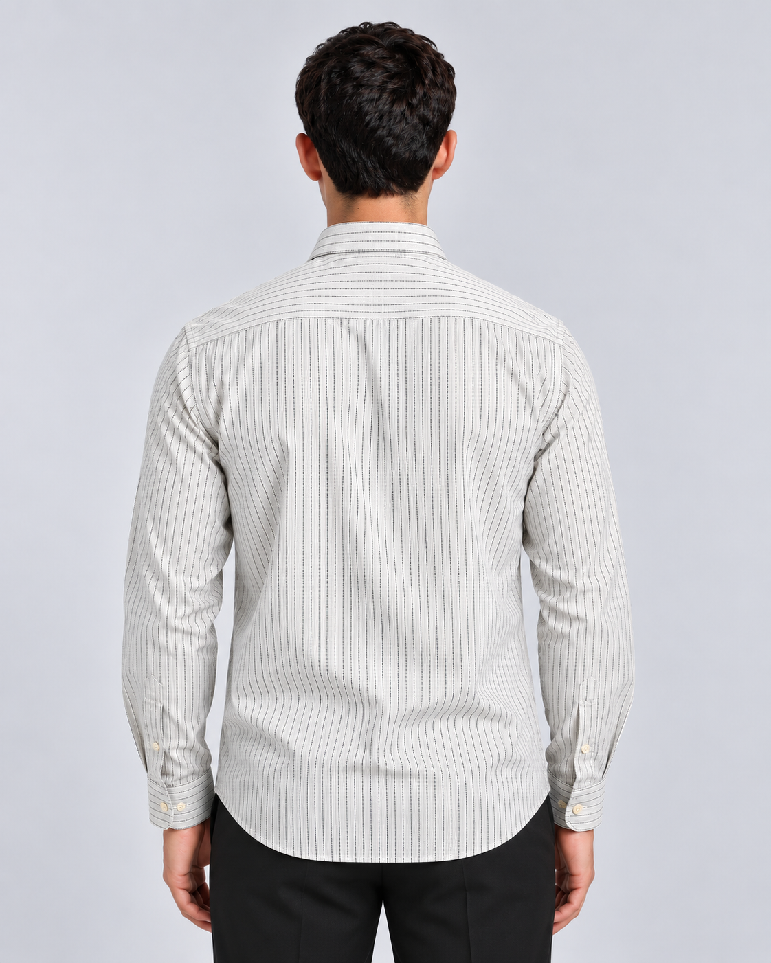 Men’s White Striped Shirt-Slim Fit