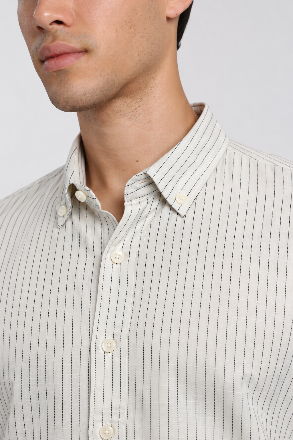 Men’s White Striped Shirt-Slim Fit