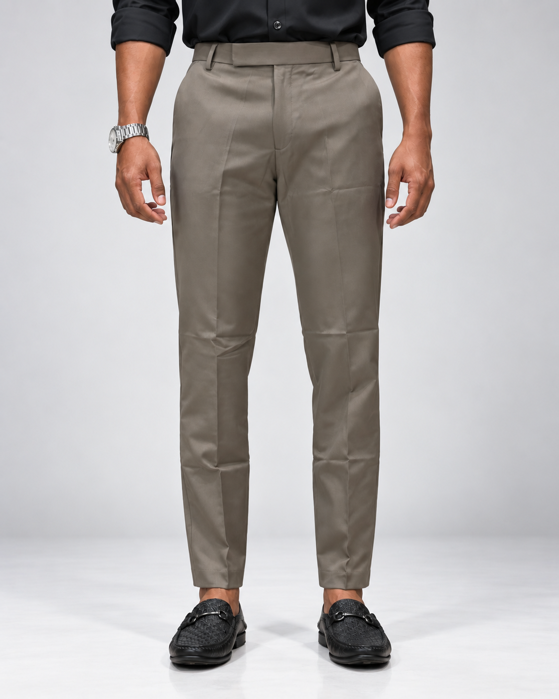Men’s Taupe Slim Fit Formal Trousers