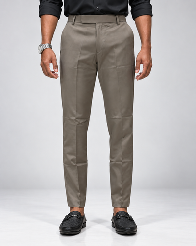 Men’s Taupe Slim Fit Formal Trousers