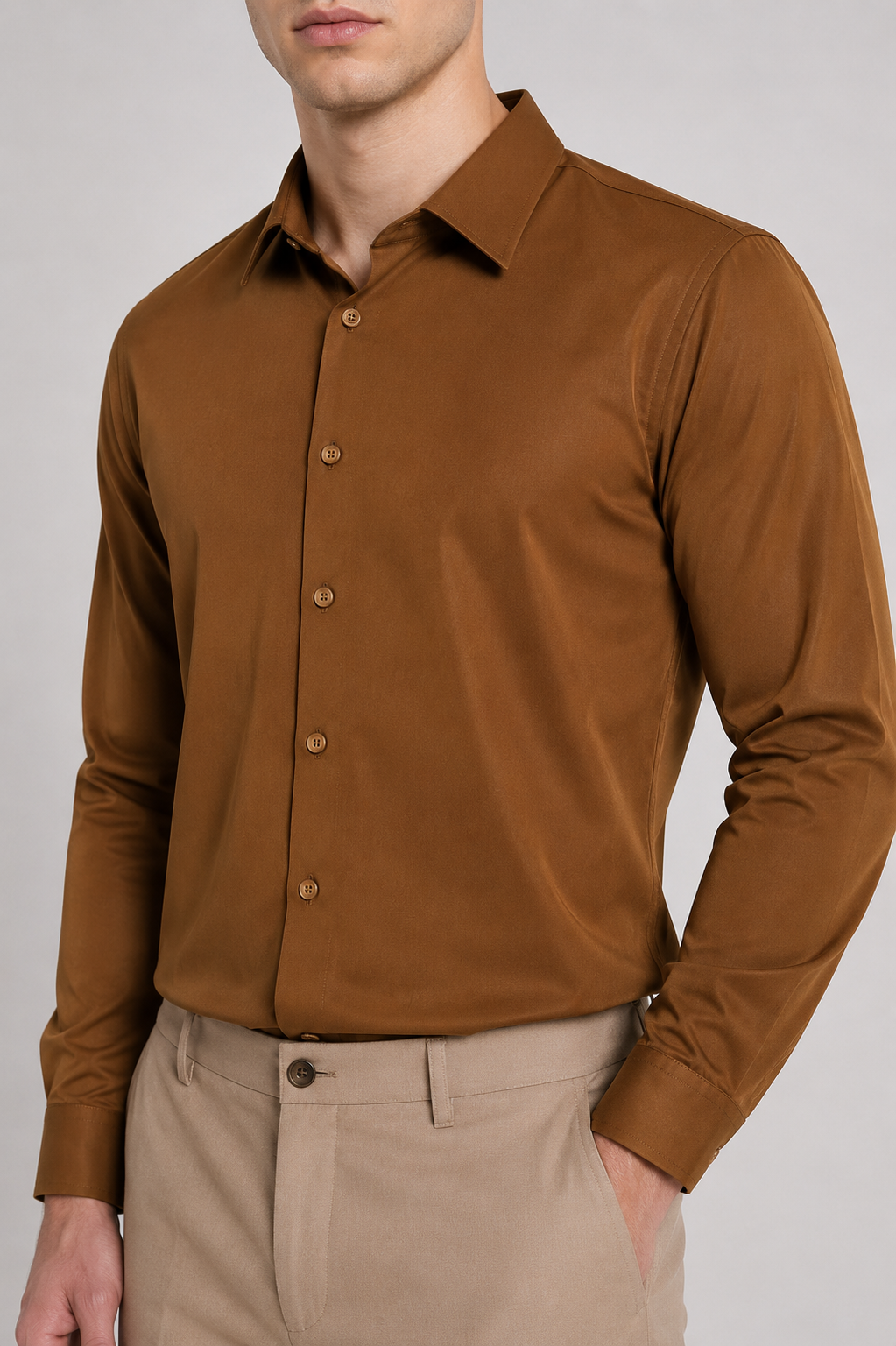 Men's Caramel Brown premium Formal Shirt