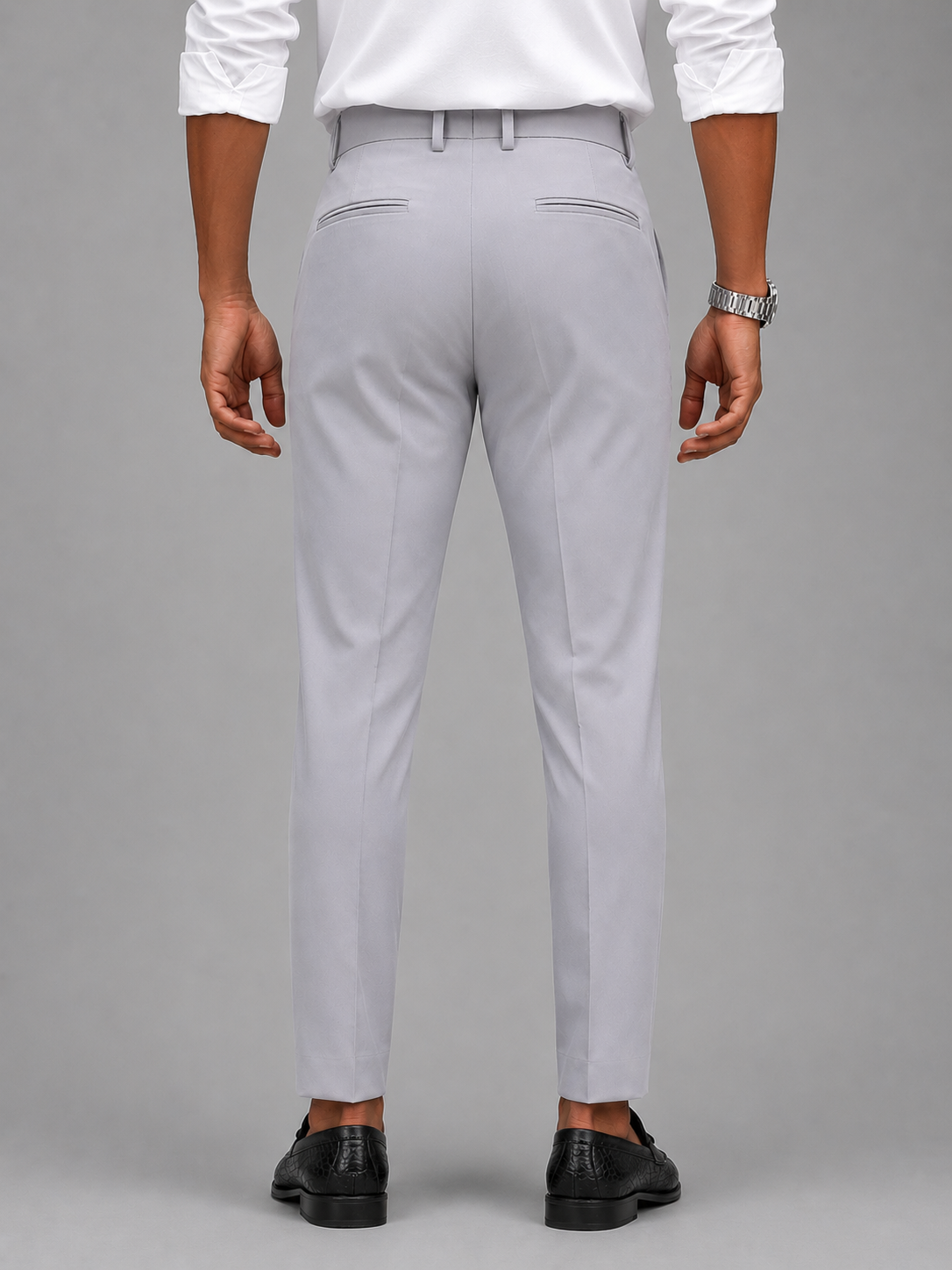 Men’s Light Grey Slim Fit Formal Trousers