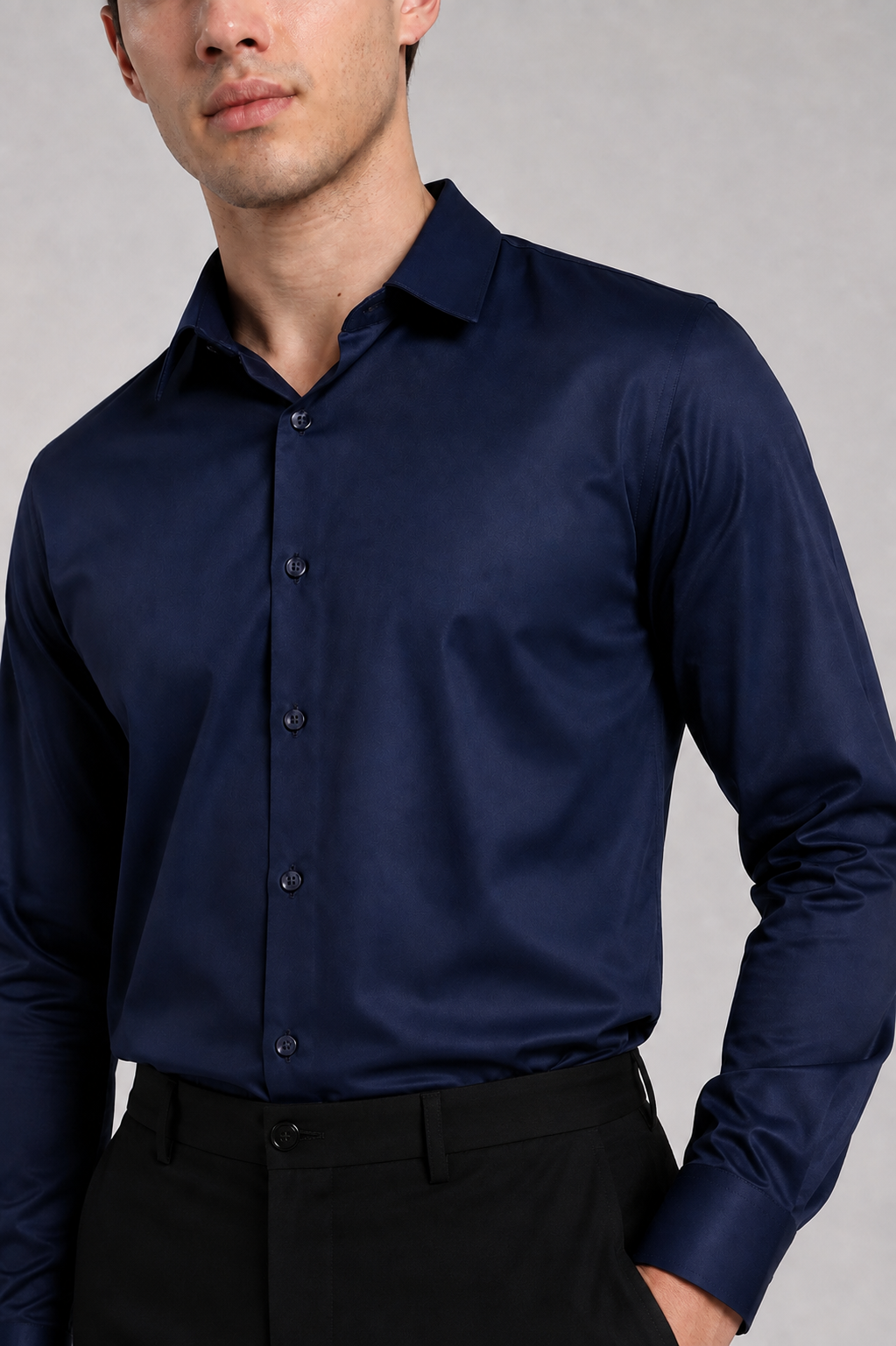 Men's Dark Navy Blue Slim Fit Premium Formal Shirt