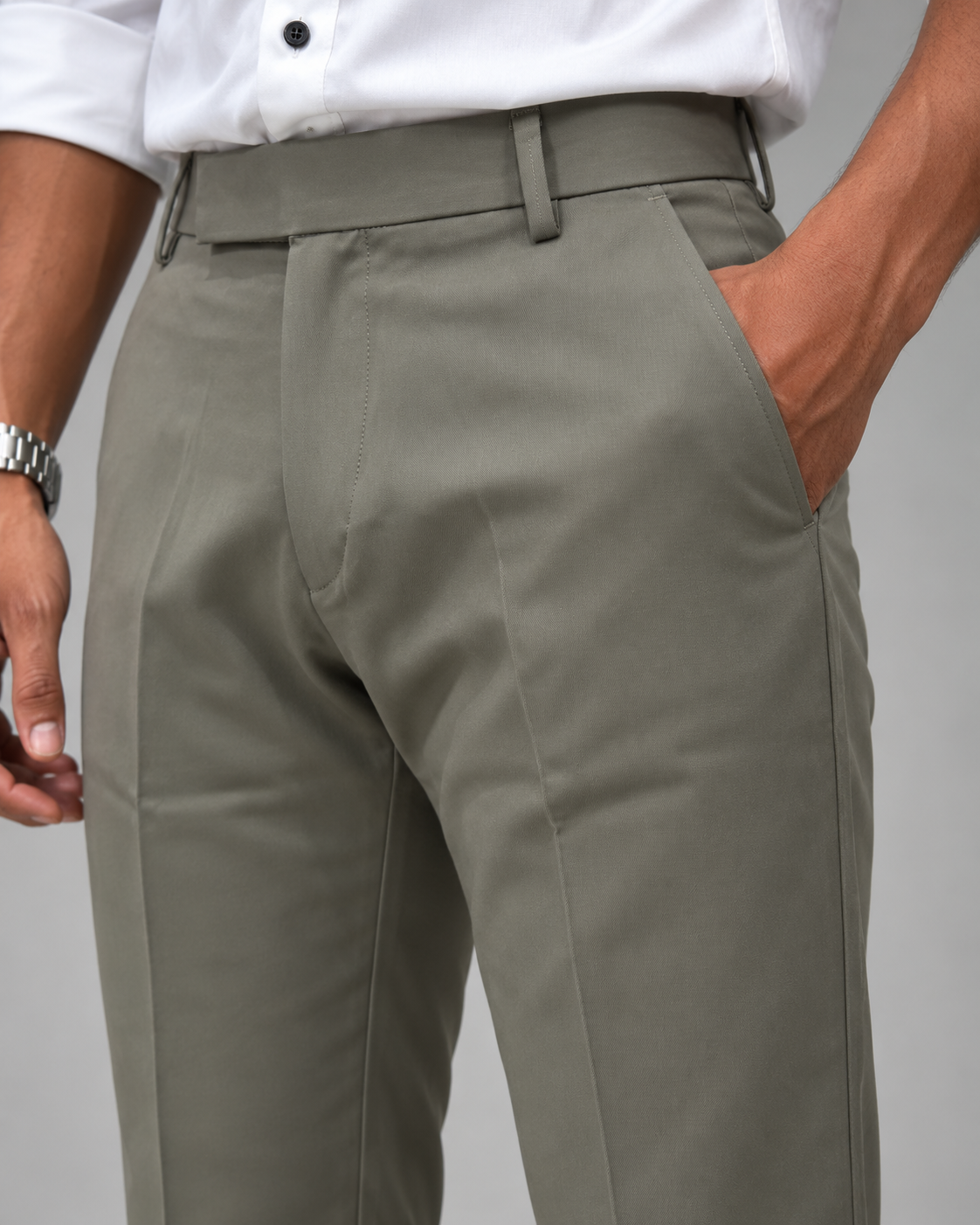 Men’s Olive Green Slim Fit Formal Trousers