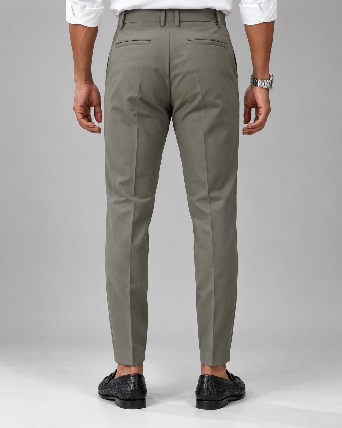 Men’s Olive Green Slim Fit Formal Trousers