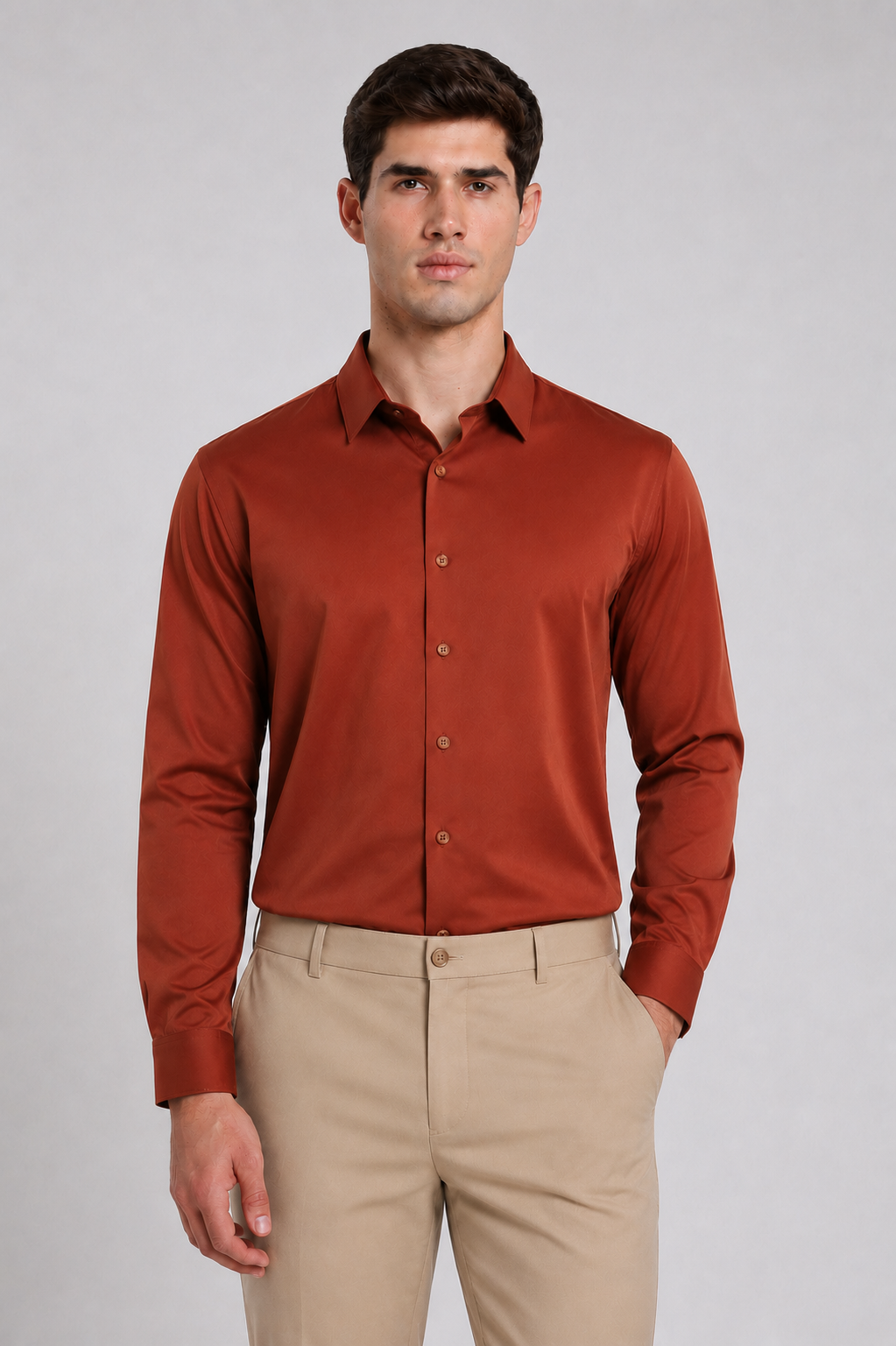 Men's Rush Orange Colourblock Premium Formal Shirt