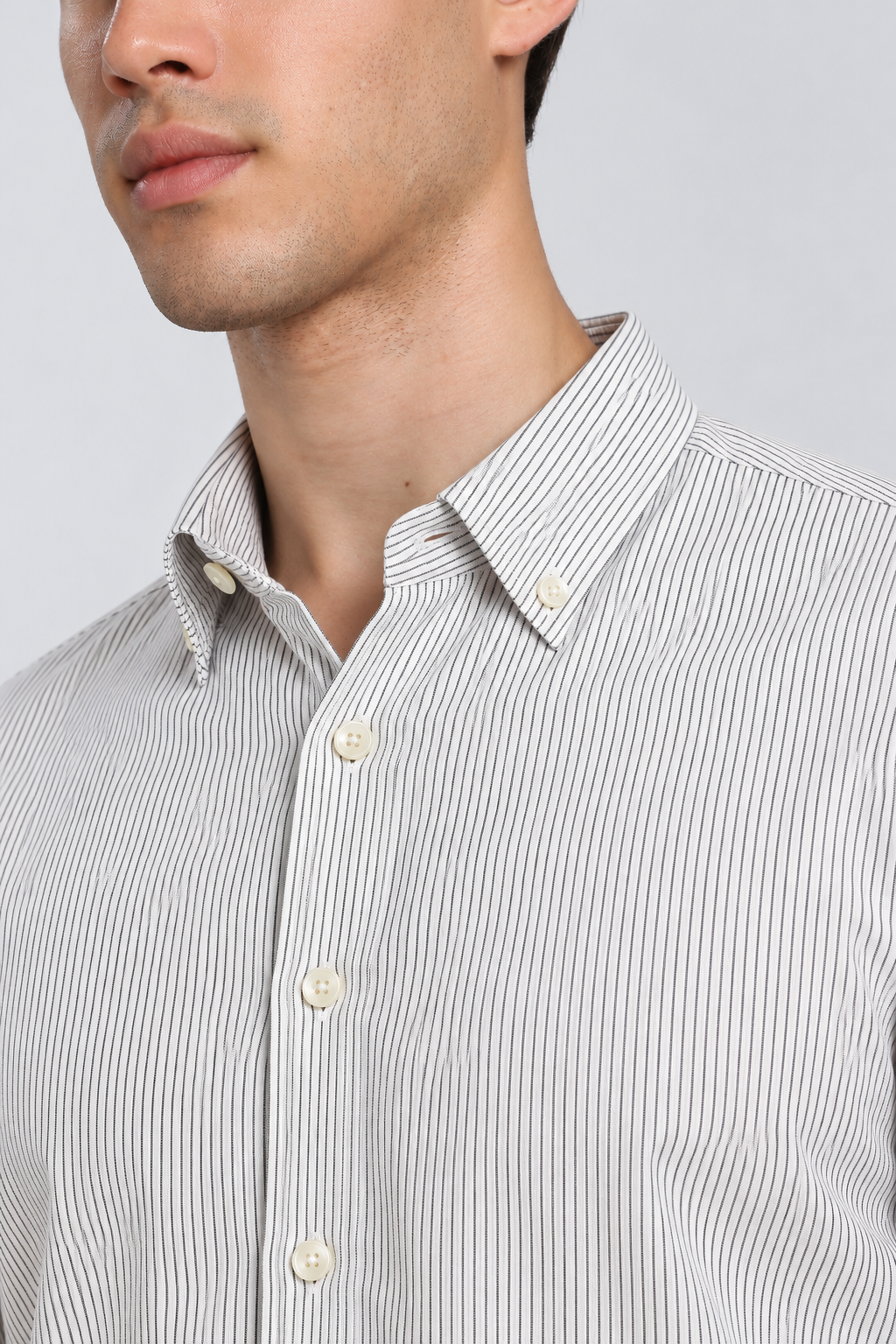 Men's White imported Vertical Stripes Shirt-Slim Fit
