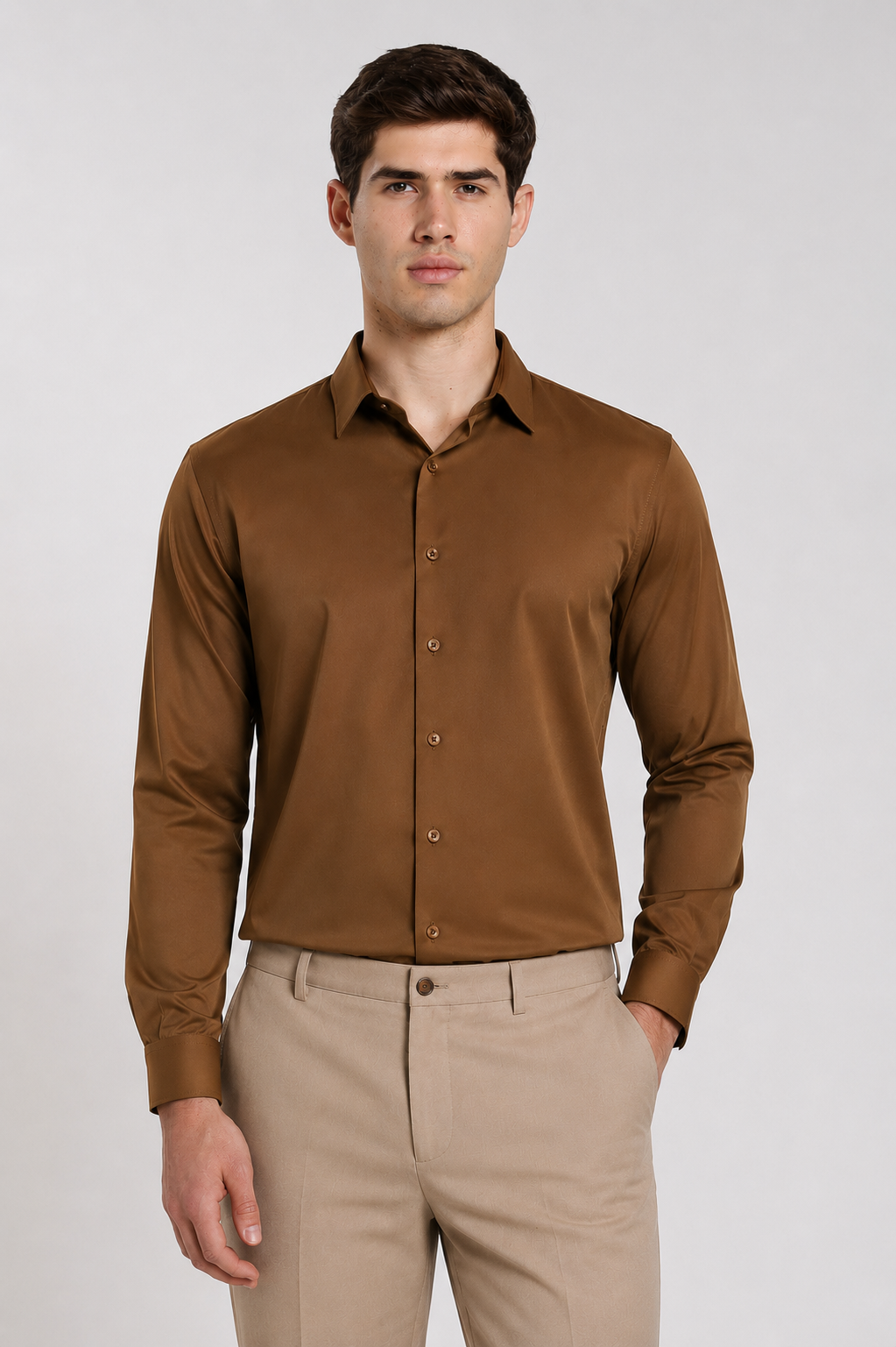 Men's Caramel Brown premium Formal Shirt