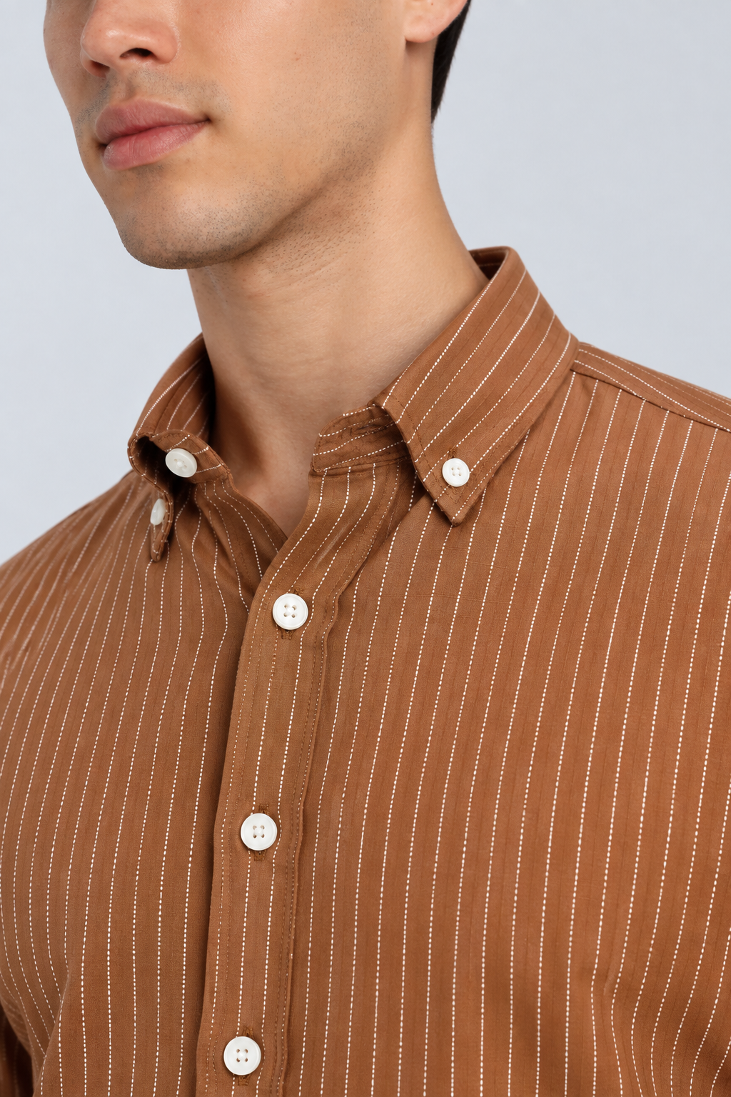 Men’s Rush Brown Striped Shirt-Slim Fit