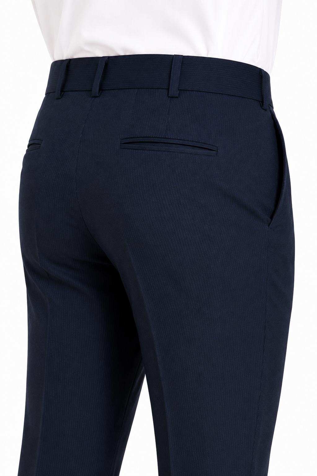 Men's Navy Blue Premium Formal Slim-Fit Trouser
