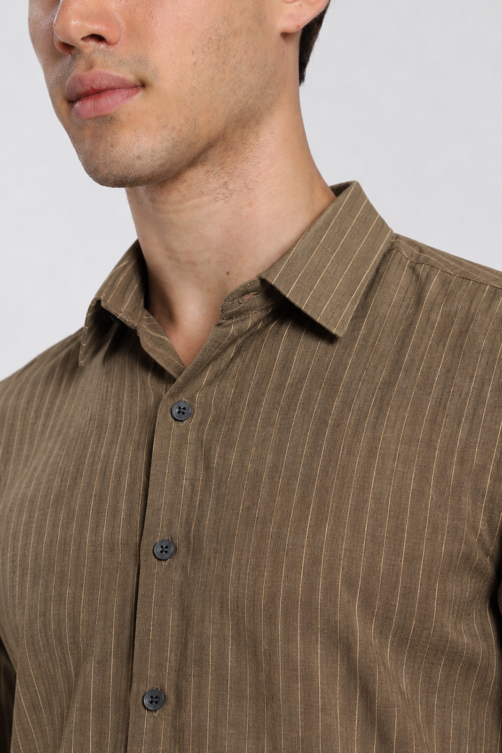 Men's Green Striped Premium Formal Shirt