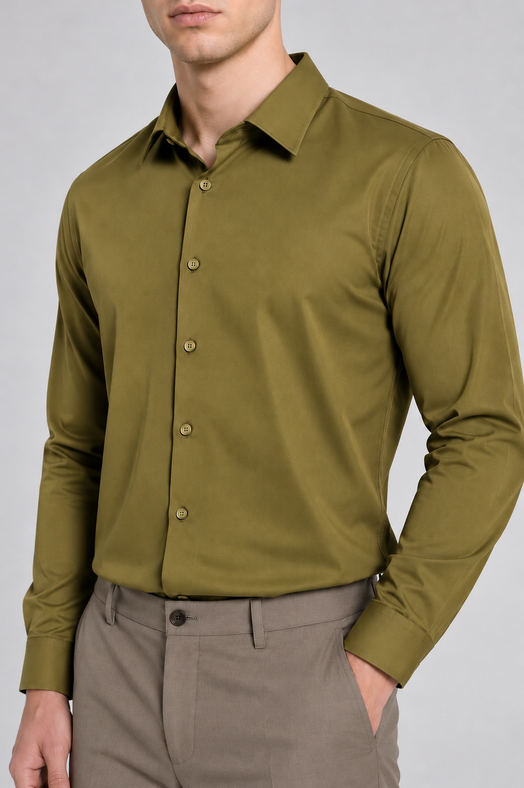Men's Olive Green premium Formal Shirt