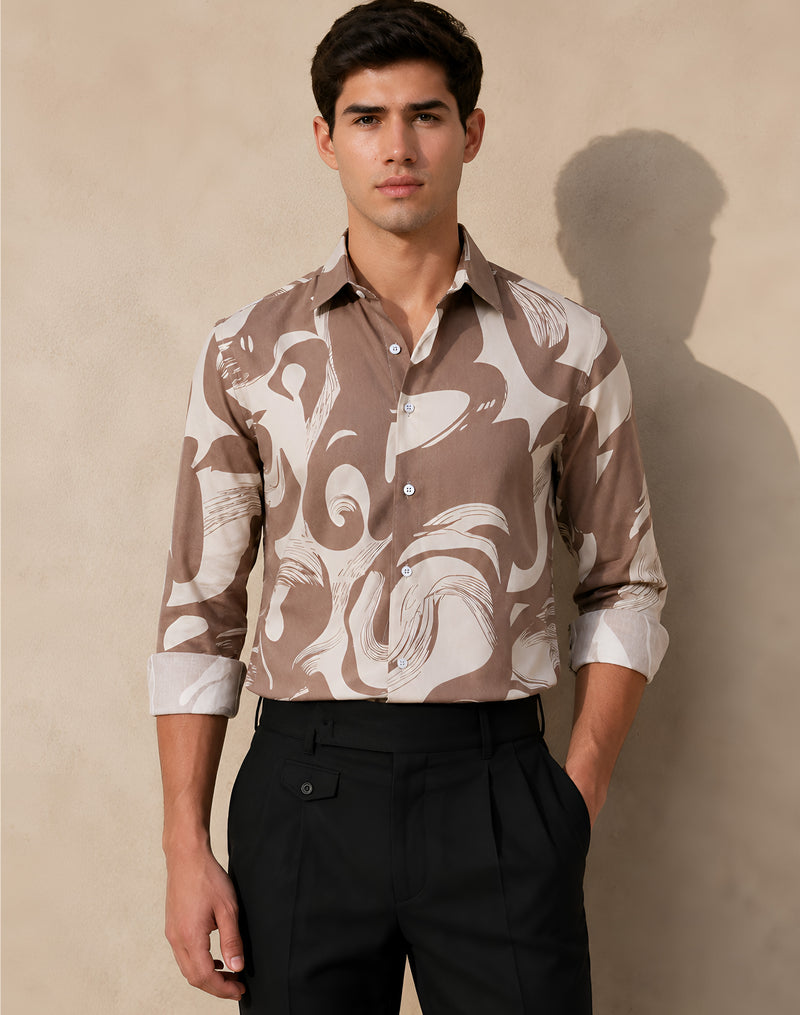 Beige Abstract Print