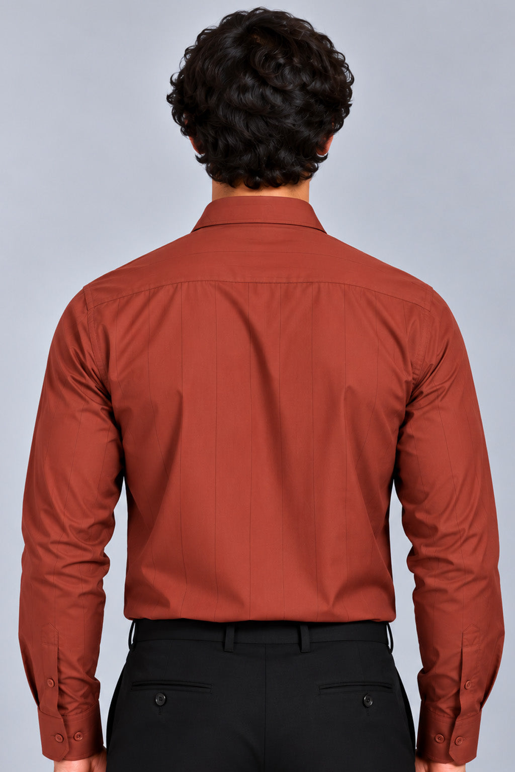Men's Rush Orange Satin Stripe Slim Fit Full Sleeve Formal Shirt