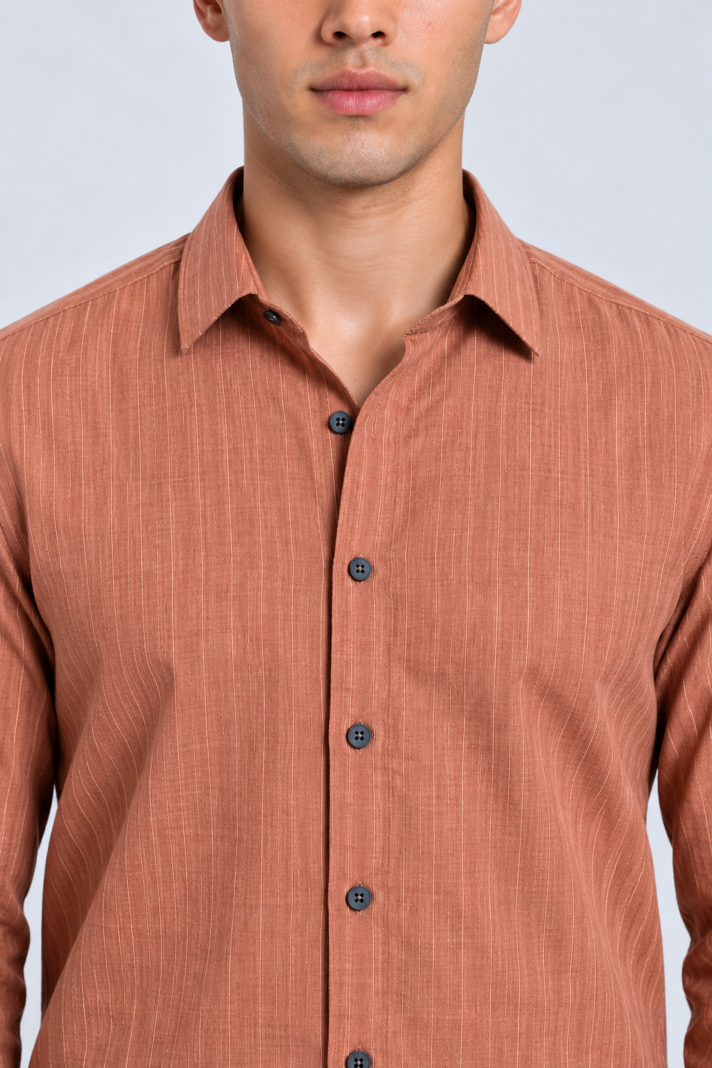 Men's Peach Striped Premium Formal Shirt