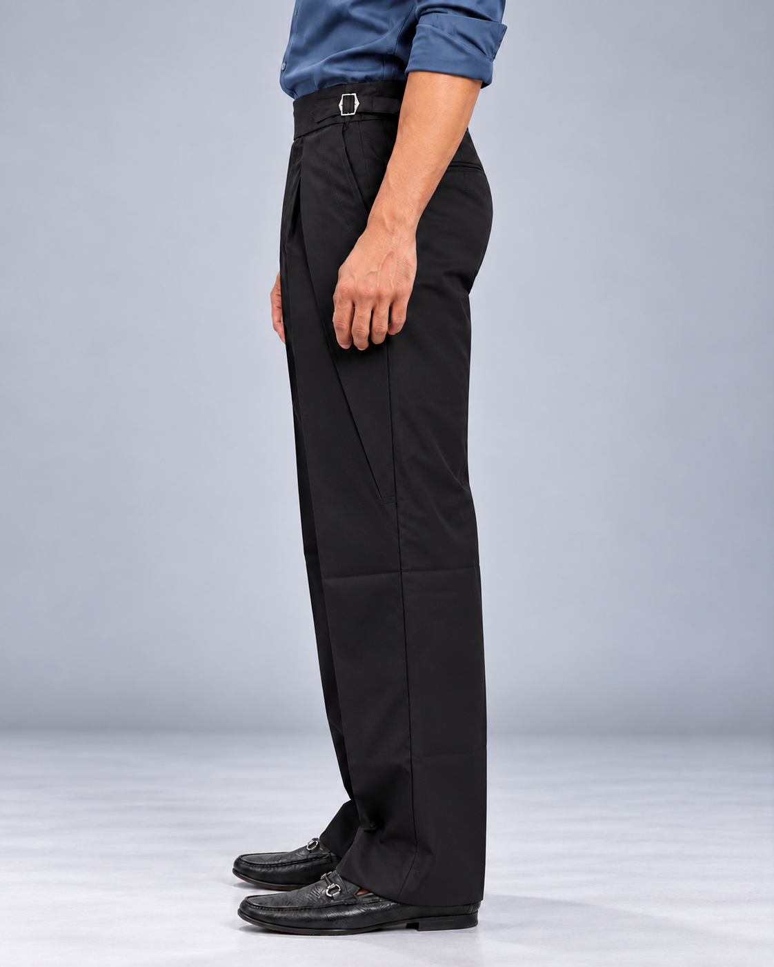 Men's Black Gurkha Pleated Formal Trousers