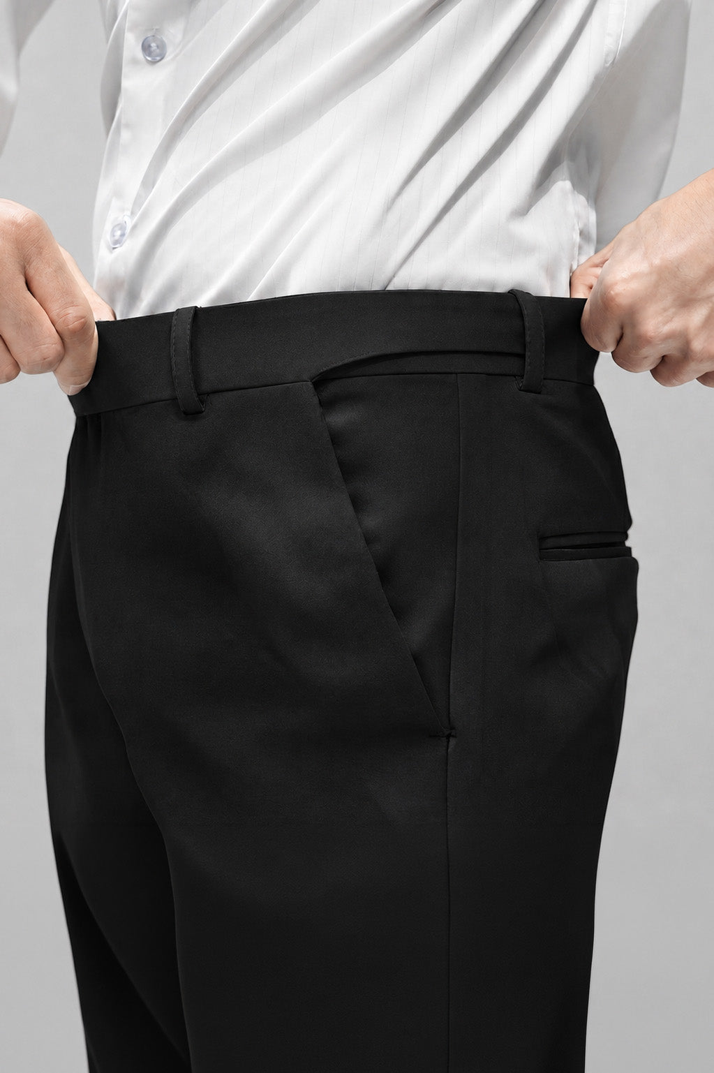Men's Black Stretchable Formal Polo Fit Pants