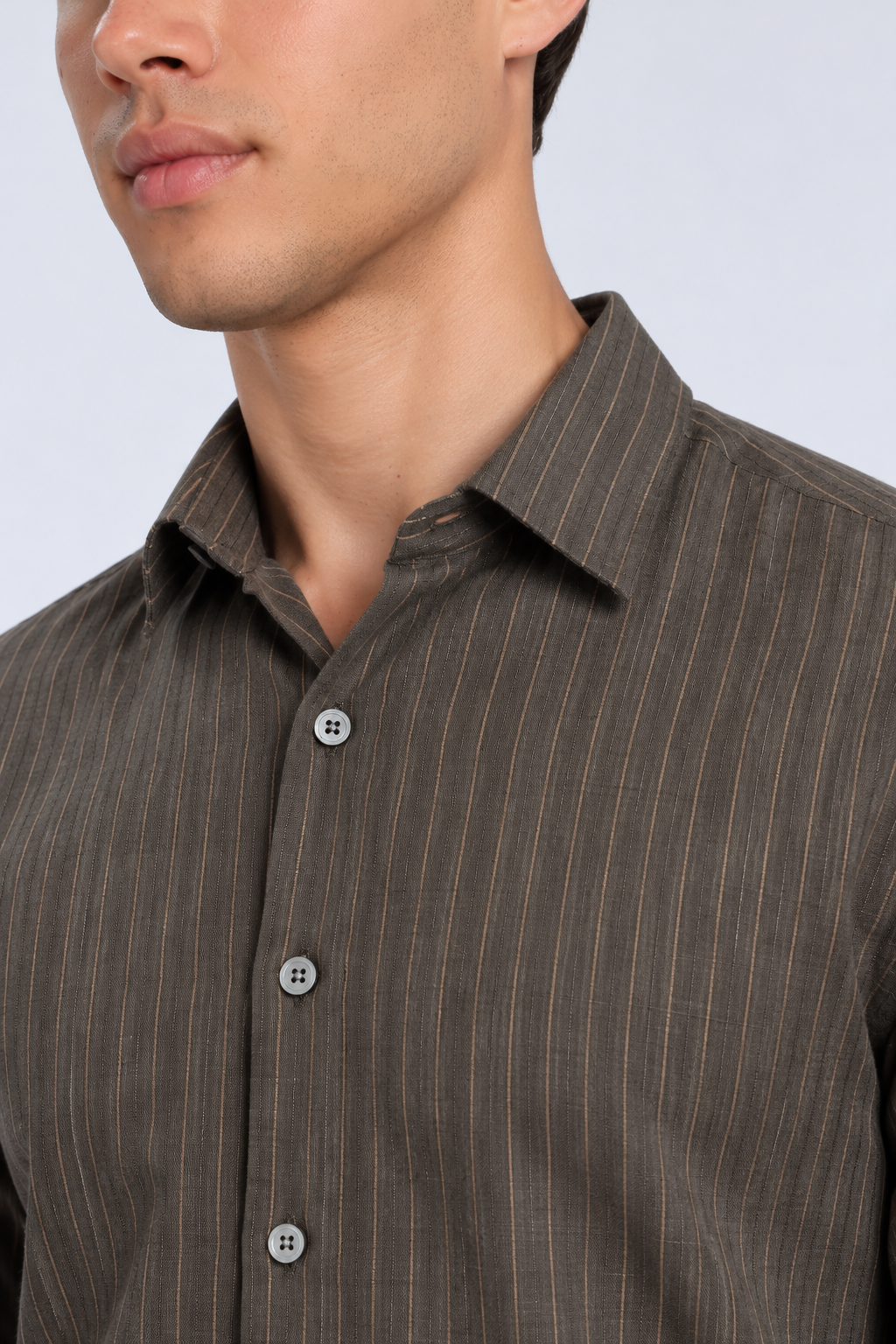 Men's Coffee Brown Striped Premium Formal Shirt