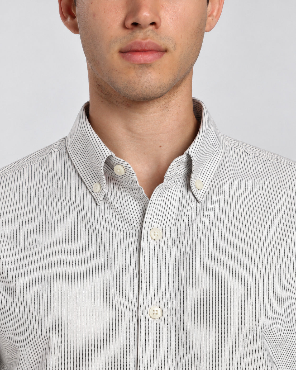 Men's White imported Vertical Stripes Shirt-Slim Fit