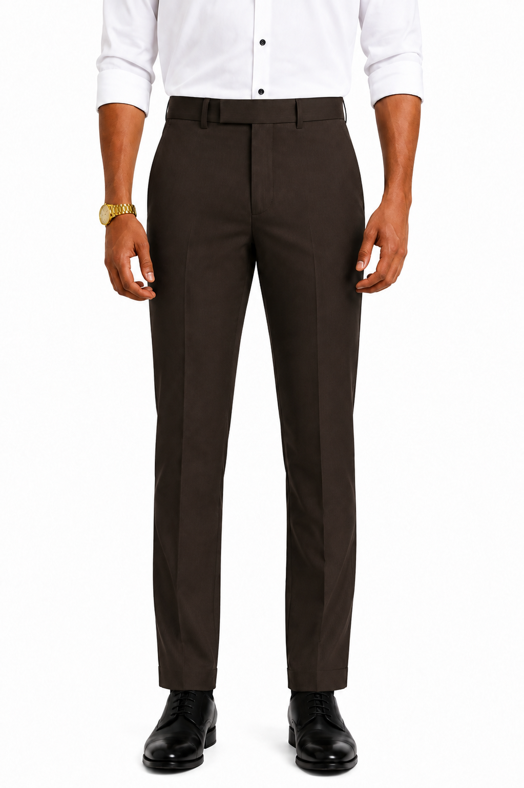 Men's Jupiter Fabric Slim Fit Trousers – Dark Brown