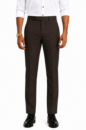 Men's Jupiter Fabric Slim Fit Trousers – Dark Brown
