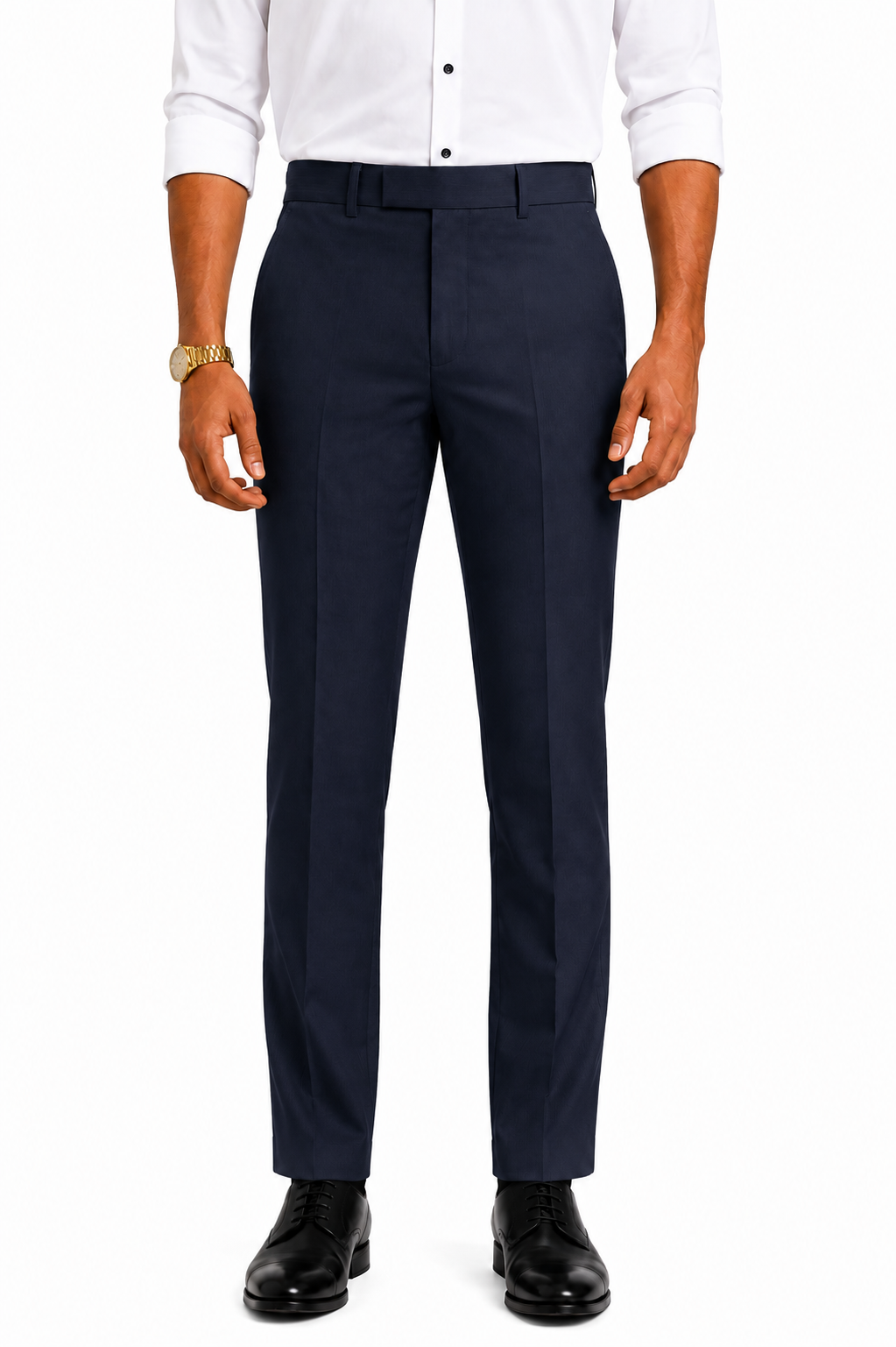 Men's Navy Blue Premium Formal Slim-Fit Trouser