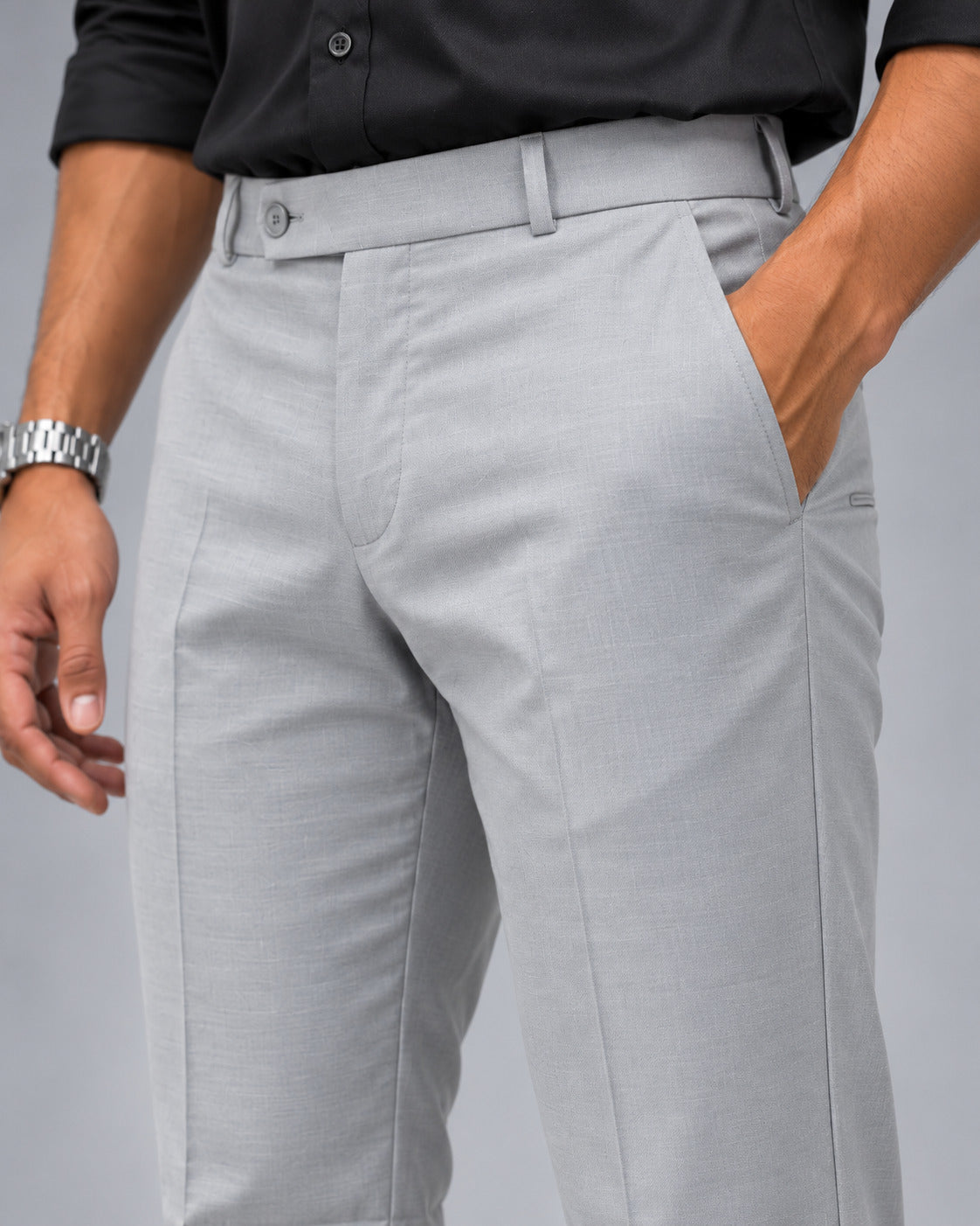 Men's Imported Light Grey Polo Fit Formal Trousers
