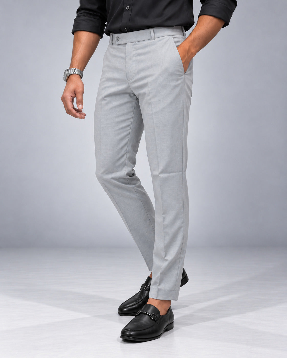 Men's Imported Light Grey Polo Fit Formal Trousers