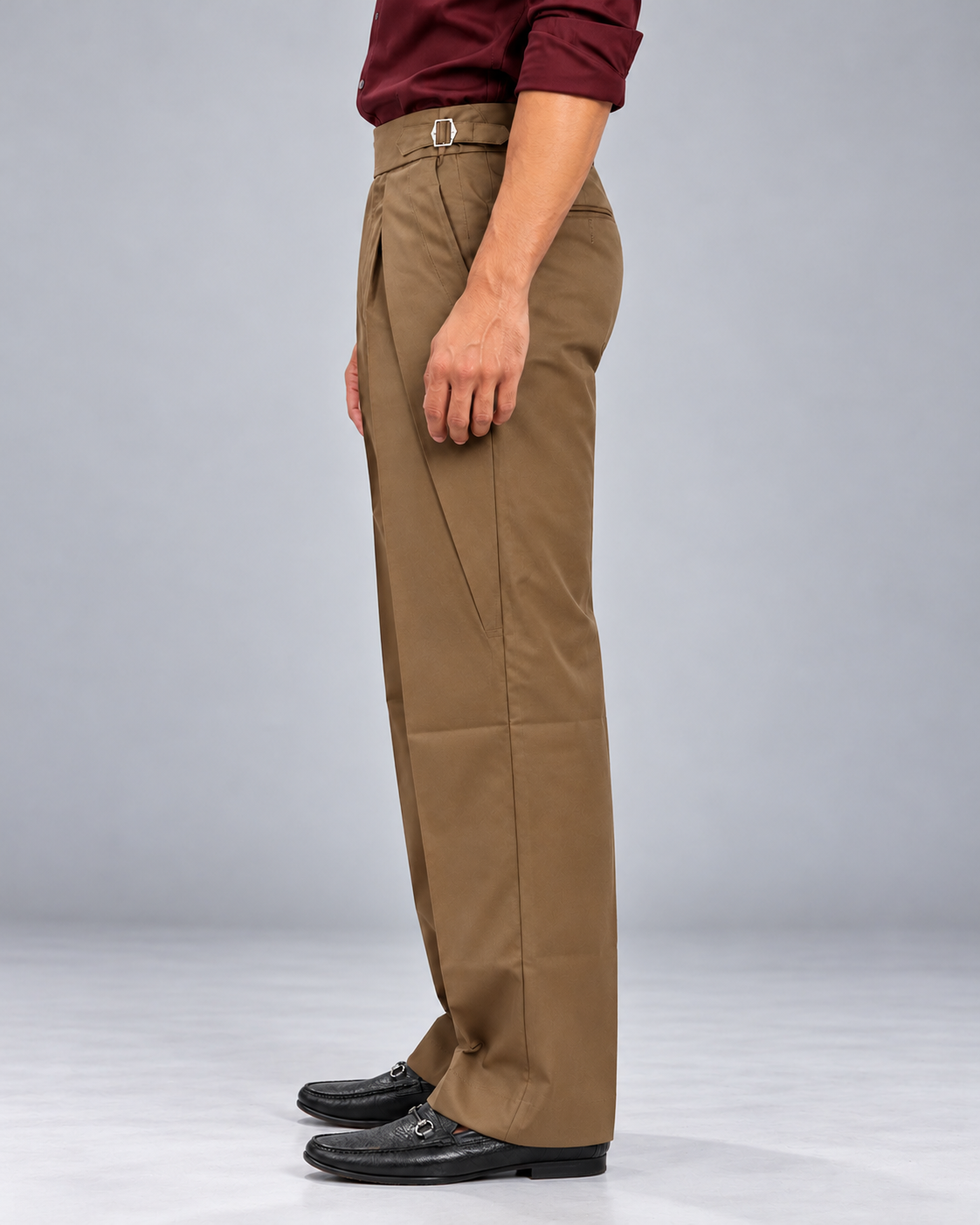 Men's Brown Gurkha Pleated  Formal Trousers