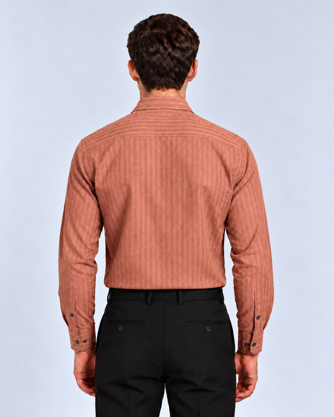 Men's Peach Striped Premium Formal Shirt
