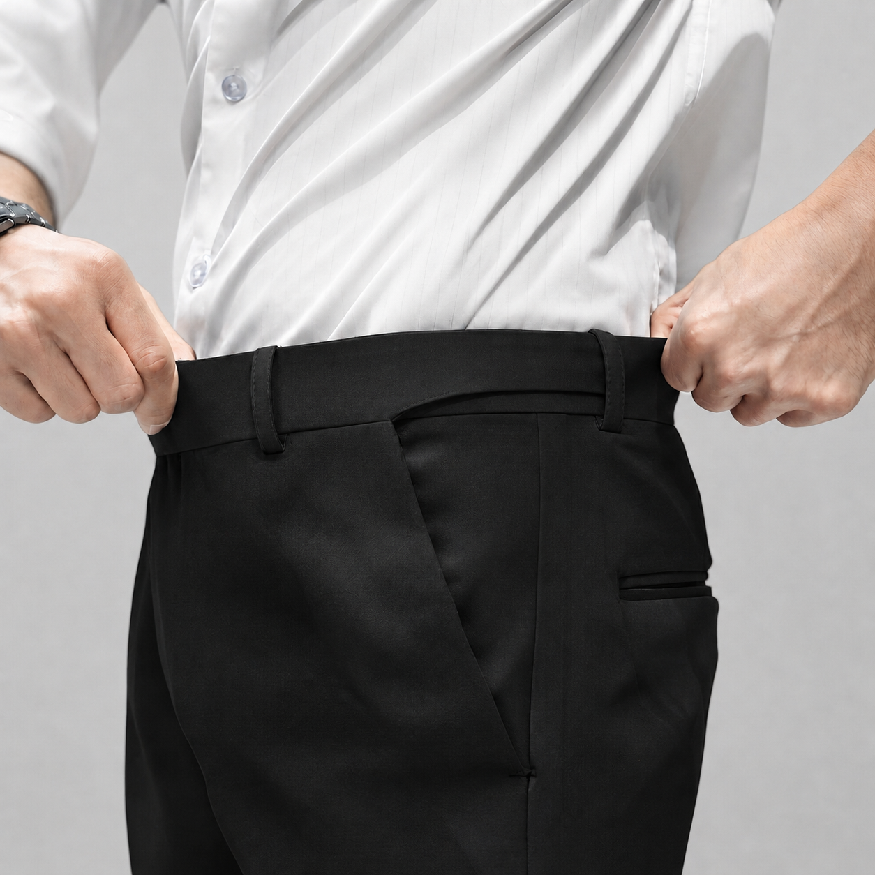 Men's Black Stretchable Formal Polo Fit Pants