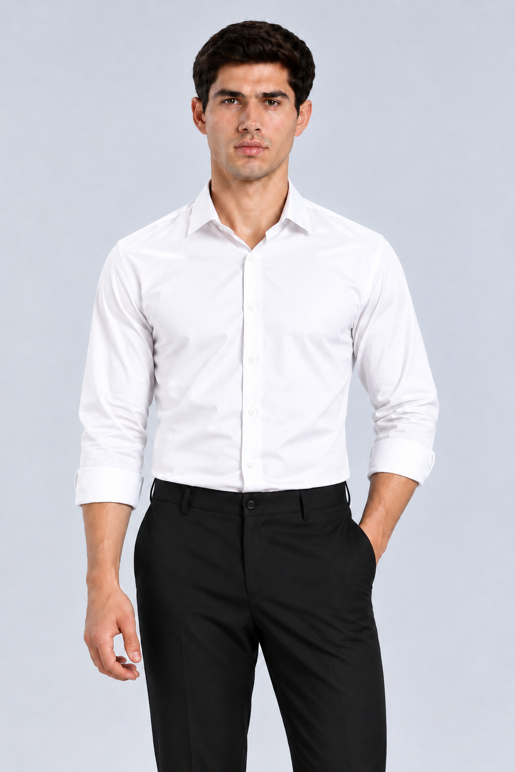 Men's White Imported Oxford Formal Shirt-Slim Fit