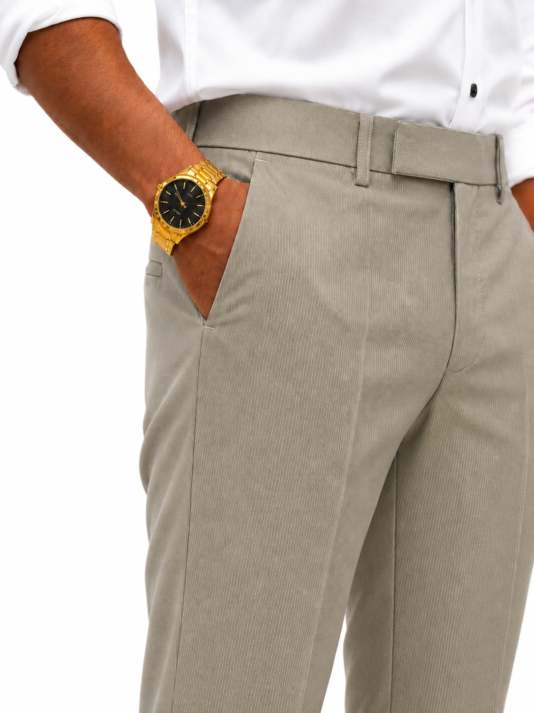 Men's Slim Fit Beige Trousers – Jupiter Fabric