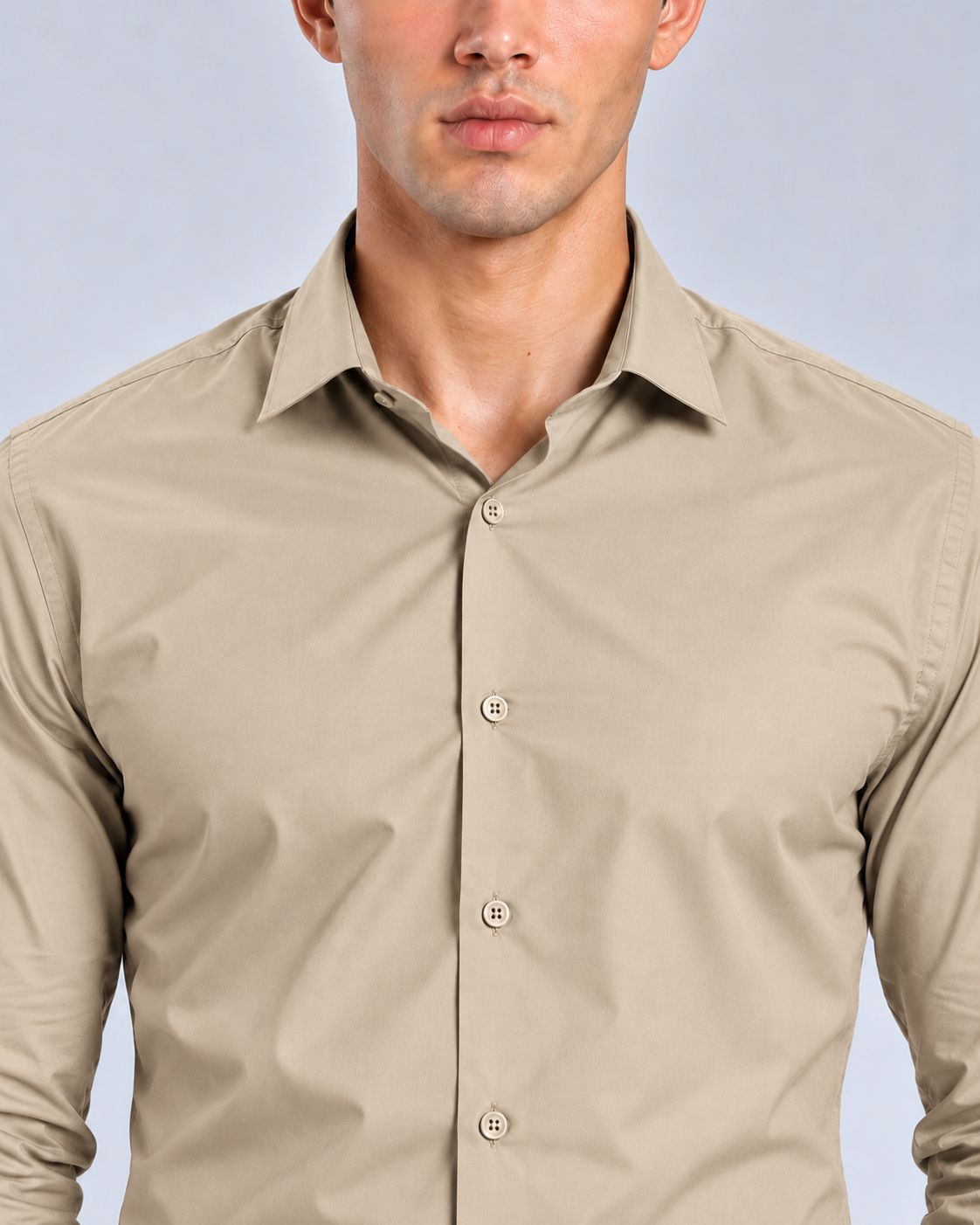 Men's Beige Imported Oxford Formal Shirt-Slim Fit