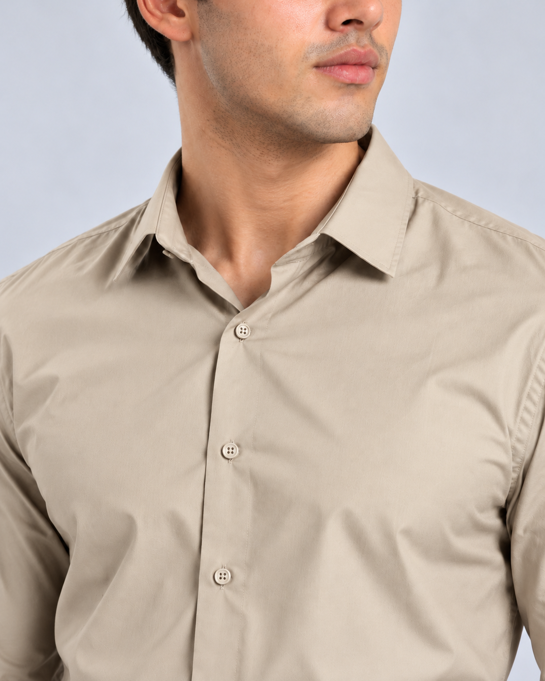 Men's Beige Imported Oxford Formal Shirt-Slim Fit