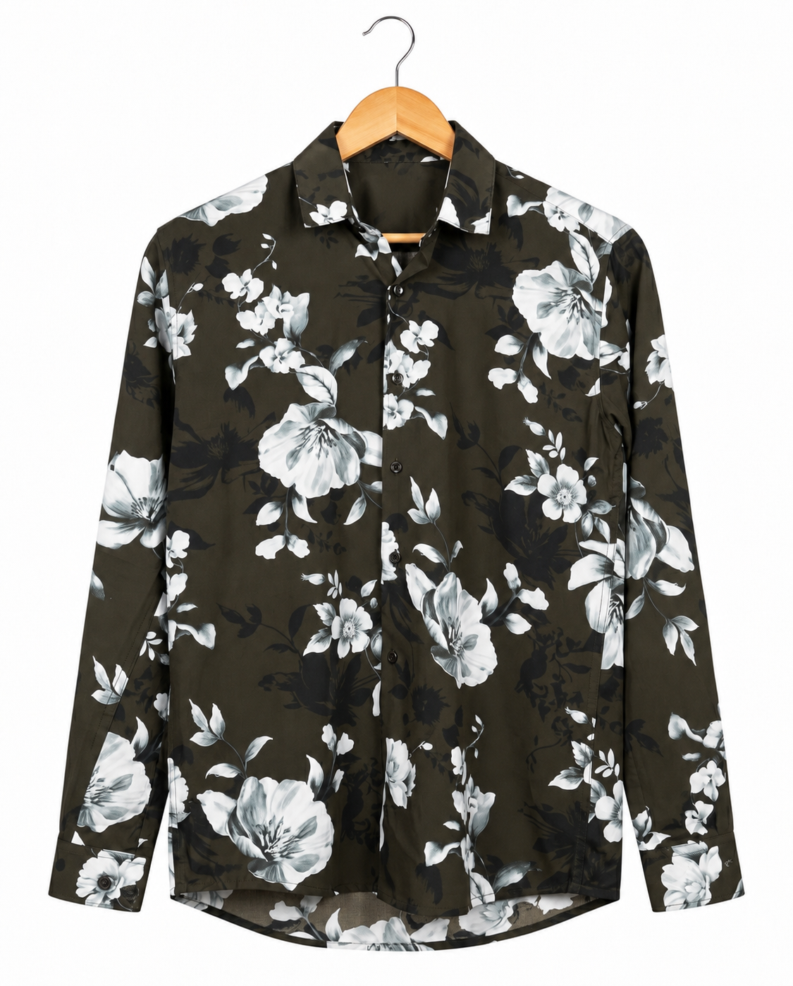 Men's Brown Floral Print Regular Fit Casual Shirt