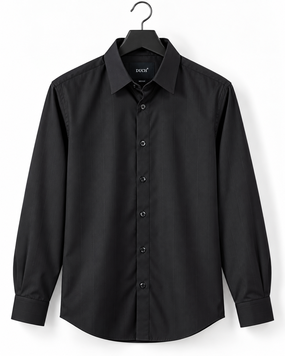 Men's Black Satin Stripe Slim Fit Full Sleeve Formal Shirt